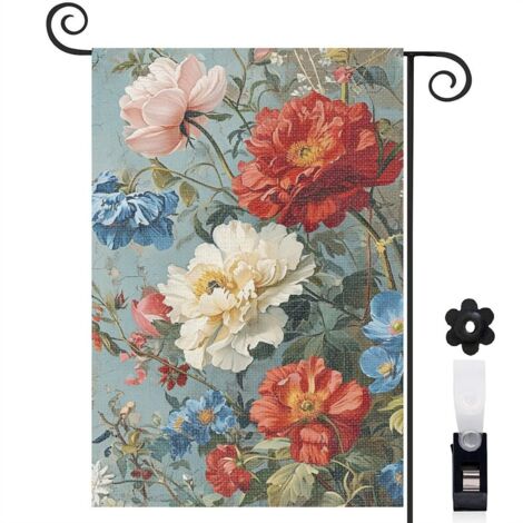 Drapeau de jardin Bienvenue en lin lavable 30 x 45 cm décoratif et élégant mariage