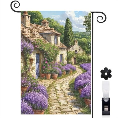 Drapeau de jardin Bienvenue en lin lavable 30 x 45 cm lavable maison de campagne