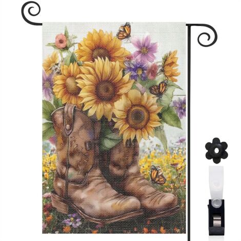 Drapeau de jardin Bienvenue en lin lavable 30 x 45 cm lavable terrasse et balcon