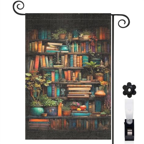 Drapeau de jardin Bienvenue en lin lavable 45 x 30 cm double face décoration extérieure