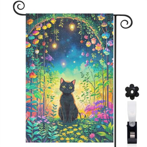 Drapeau de jardin Bienvenue en lin lavable 45 x 30 cm lavable décoration saisonnière pour jardin