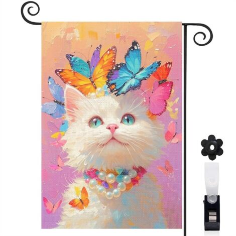 Drapeau de jardin Bienvenue en tissu polyester durable 30 x 45 cm décoratif et élégant décoration extérieure