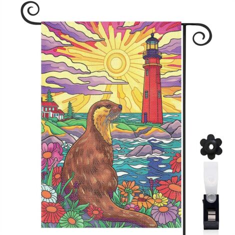 Drapeau de jardin Bienvenue en tissu polyester durable 45 x 30 cm facile à installer décoration extérieure