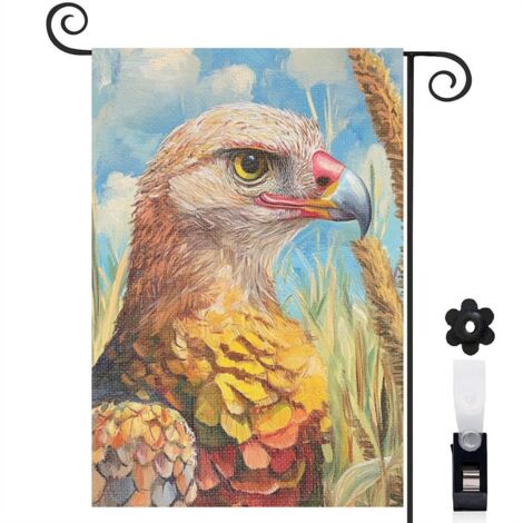 Drapeau de jardin Bienvenue en tissu polyester durable 45 x 30 cm facile à installer entrée et porche
