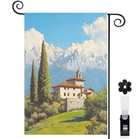 Drapeau de jardin Bienvenue en tissu polyester durable 45 x 30 cm facile à installer jardin et cour