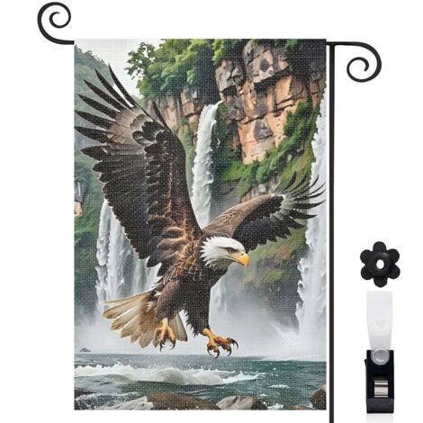 Drapeau de jardin Bienvenue en tissu résistant 30 x 45 cm double face maison de campagne