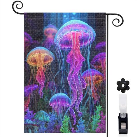 Drapeau de jardin Bienvenue en tissu résistant 45 x 30 cm décoratif et élégant décoration extérieure