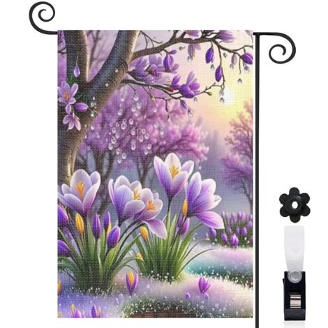 Drapeau de jardin Bienvenue en tissu résistant 45 x 30 cm résistant aux intempéries décoration saisonnière pour jardin