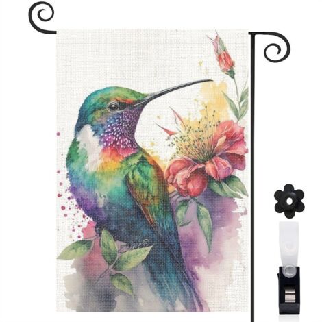 Drapeau de jardin Bienvenue en tissu résistant 45 x 30 cm vertical jardin et cour