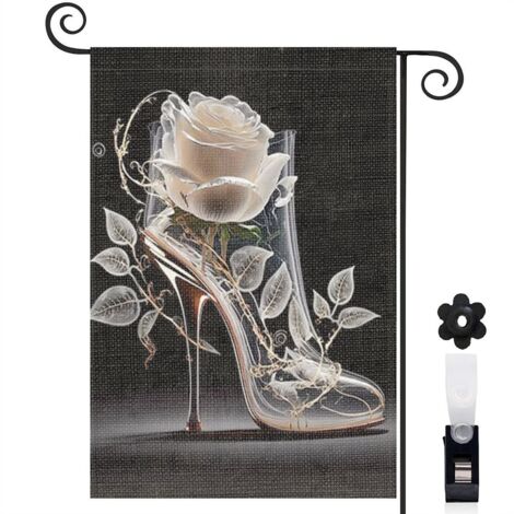 Drapeau de jardin Bienvenue en toile de jute 30 x 45 cm double face mariage