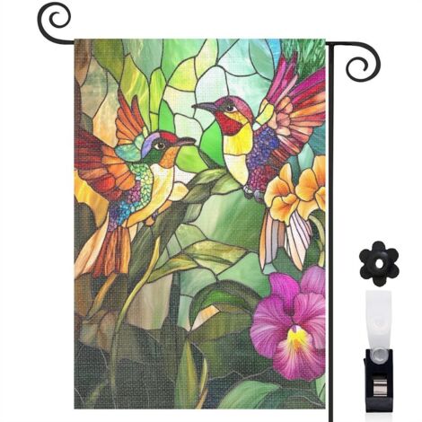 Drapeau de jardin Bienvenue en toile de jute 30 x 45 cm lavable décoration intérieure