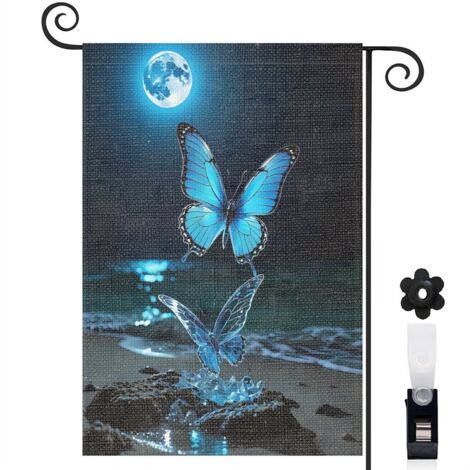 Drapeau de jardin Bienvenue en toile de jute 30 x 45 cm vertical décoration extérieure