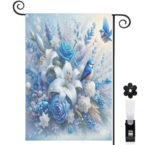 Drapeau de jardin Bienvenue en toile de jute 30 x 45 cm vertical terrasse et balcon