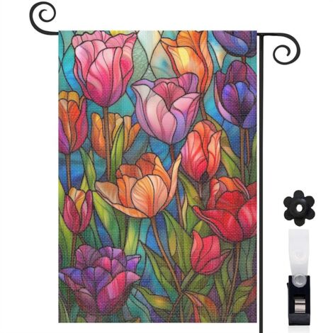 Drapeau de jardin Bienvenue en toile de jute 45 x 30 cm décoratif et élégant décoration extérieure