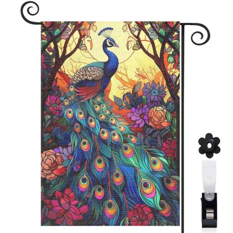 Drapeau de jardin Bienvenue en toile de jute 45 x 30 cm décoratif et élégant décoration saisonnière pour jardin