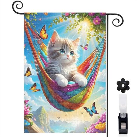 Drapeau de jardin Bienvenue en toile de jute 45 x 30 cm décoratif et élégant terrasse et balcon