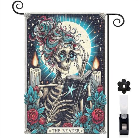 Drapeau de jardin Bienvenue en toile double face 30 x 45 cm décoratif et élégant décoration saisonnière pour jardin
