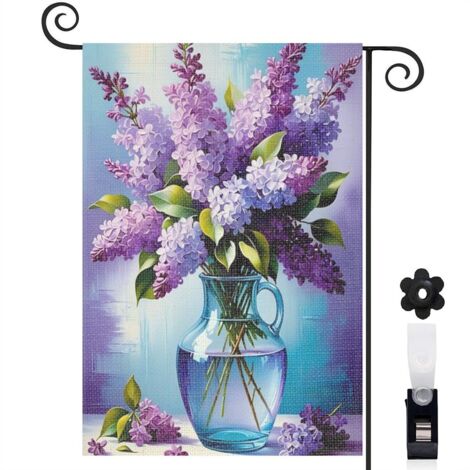Drapeau de jardin Bienvenue en toile double face 30 x 45 cm facile à installer décoration saisonnière pour jardin