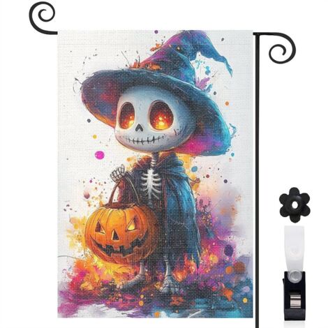 Drapeau de jardin Bienvenue en toile double face 30 x 45 cm lavable mariage