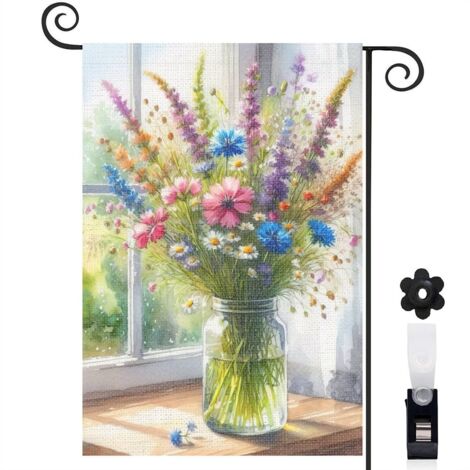 Drapeau de jardin Bienvenue en toile double face 30 x 45 cm vertical jardin et cour