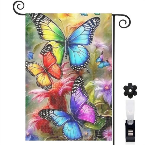 Drapeau de jardin Bienvenue en toile double face 45 x 30 cm décoratif et élégant décoration saisonnière pour jardin