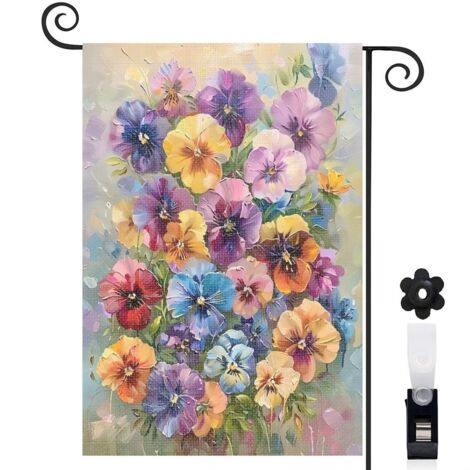 Drapeau de jardin Bienvenue en toile double face 45 x 30 cm décoratif et élégant maison de campagne