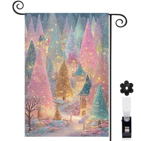 Drapeau de jardin Bienvenue en toile double face 45 x 30 cm lavable décoration intérieure