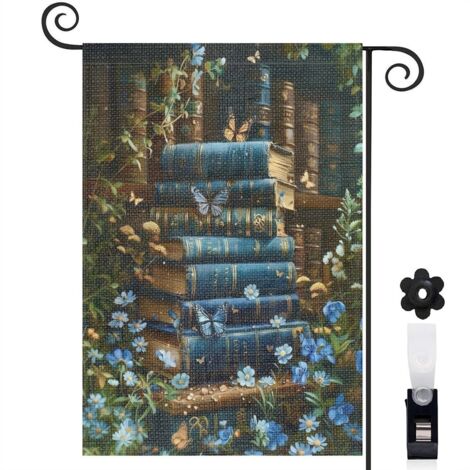 Drapeau de jardin Bienvenue en toile double face 45 x 30 cm vertical décoration extérieure