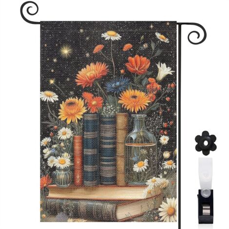 Drapeau de jardin Bienvenue en toile double face 45 x 30 cm vertical décoration intérieure
