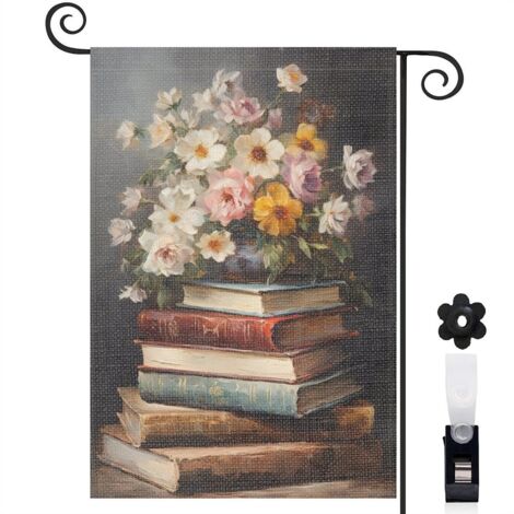 Drapeau de jardin Bienvenue en toile double face 45 x 30 cm vertical jardin et cour