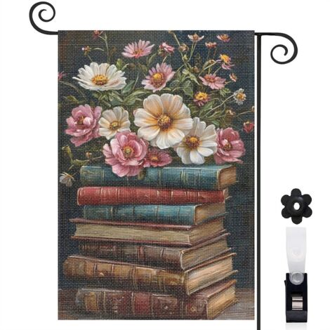 Drapeau de jardin Bienvenue en toile double face 45 x 30 cm vertical mariage