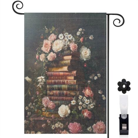 Drapeau de jardin Bienvenue en toile double face 45 x 30 cm vertical terrasse et balcon