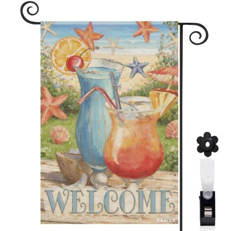 Drapeau de jardin boissons tropicales pour terrasse extérieure 30 x 45 cm maison de campagne