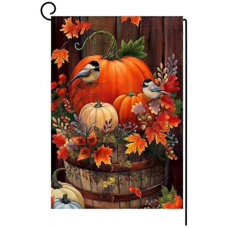 Drapeau de jardin citrouille automne Thanksgiving 12x18 pouces vertical double face décoration extérieure