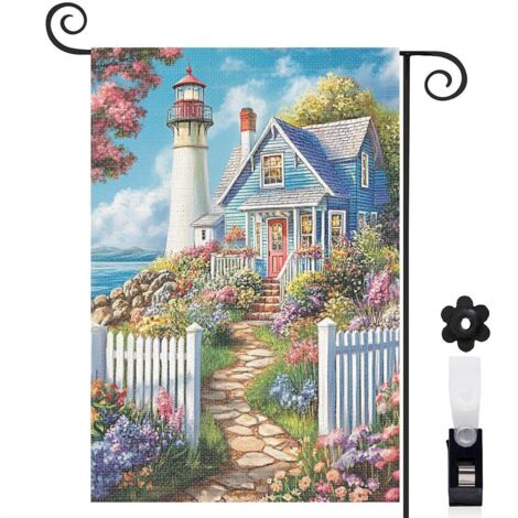 Drapeau de jardin décoratif décoration maison toile durable double face 30 x 45 cm pour cour maison terrasse