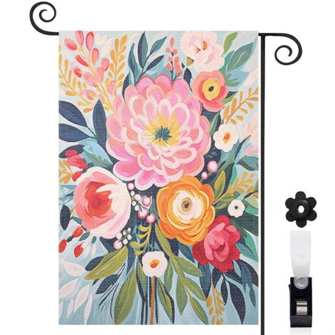 Drapeau de jardin décoratif décoration maison toile résistante double face 30 x 45 cm pour cour maison terrasse