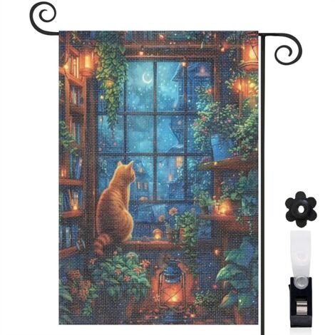 Drapeau de jardin décoratif décoration saisonnière toile durable double face 30 x 45 cm pour porche et cour