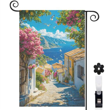 Drapeau de jardin décoration maison toile lavable double face 30 x 45 cm pour cour maison terrasse