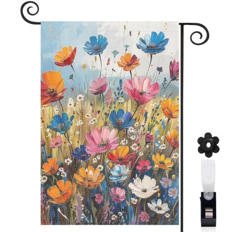 Drapeau de jardin décoration maison toile lavable double face 30 x 45 cm pour entrée maison