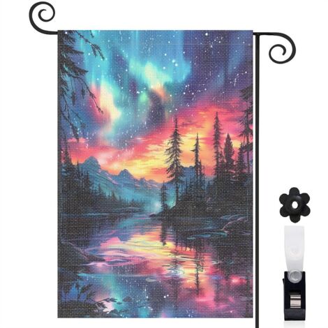 Drapeau de jardin décoration maison toile lavable double face 30 x 45 cm pour porche et cour
