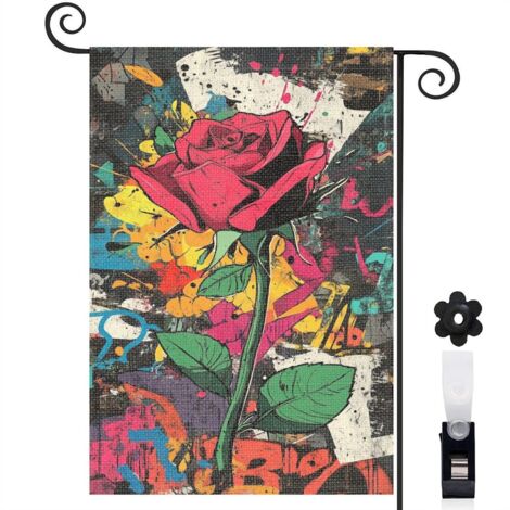 Drapeau de jardin décoration pour maison de campagne toile lavable double face 30 x 45 cm pour porche et cour