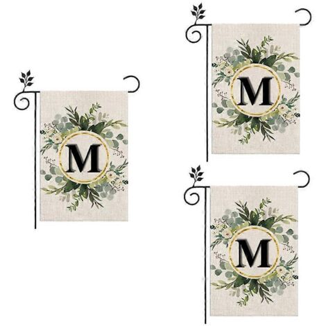 Drapeau de jardin en lin M, double couche, lettres recto-verso
