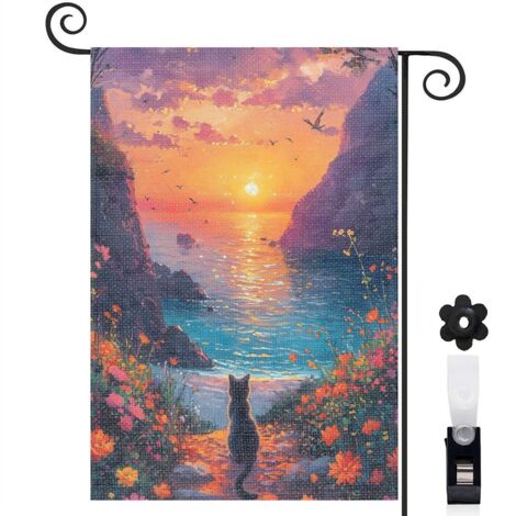 Drapeau de jardin extérieur décoration extérieure toile durable double face 30 x 45 cm pour entrée maison