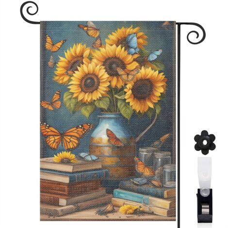 Drapeau de jardin extérieur décoration extérieure toile épaisse double face 30 x 45 cm pour jardin maison