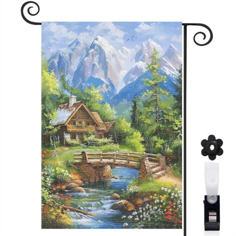 Drapeau de jardin extérieur décoration maison toile durable double face 30 x 45 cm pour porche et cour