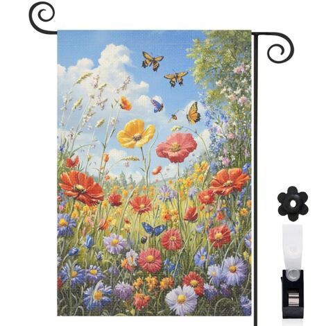 Drapeau de jardin extérieur décoration maison toile épaisse double face 30 x 45 cm pour entrée maison