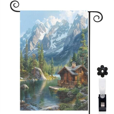 Drapeau de jardin extérieur décoration pour maison de campagne toile lavable double face 30 x 45 cm pour cour maison terrasse