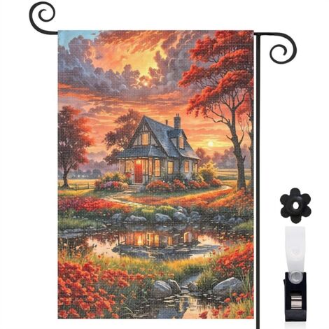 Drapeau de jardin extérieur décoration pour maison de campagne toile lavable double face 30 x 45 cm pour entrée maison