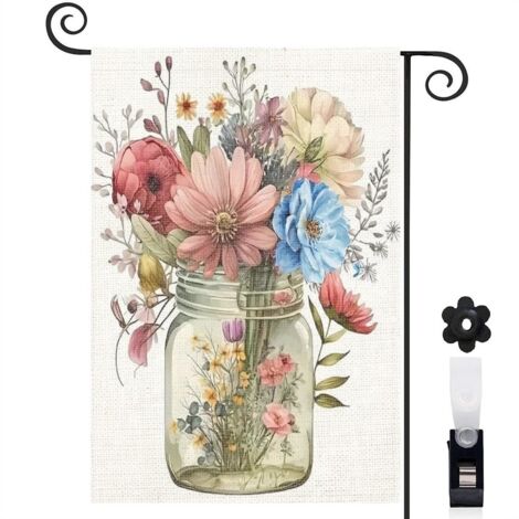Drapeau de jardin extérieur décoration pour maison de campagne toile lavable double face 30 x 45 cm pour porche et cour