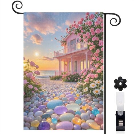 Drapeau de jardin extérieur décoration saisonnière toile durable double face 30 x 45 cm pour porche et cour